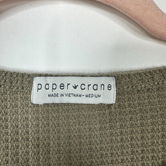 2/$24 Paper Crane Waffle Knit Long Sleeve Henley Tee Olive Green #A0530 TRB3 - Picture 5 of 8